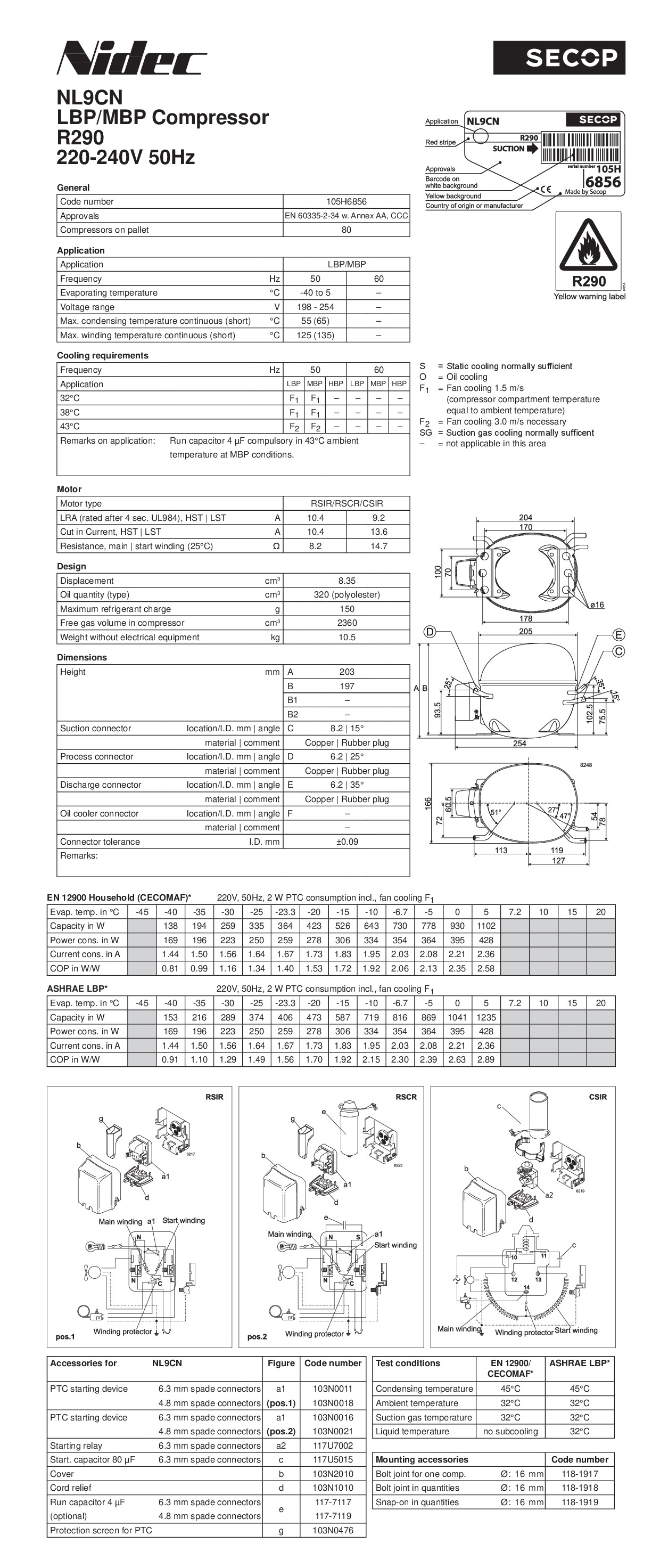 Реле пусковое Danfoss 103N0021